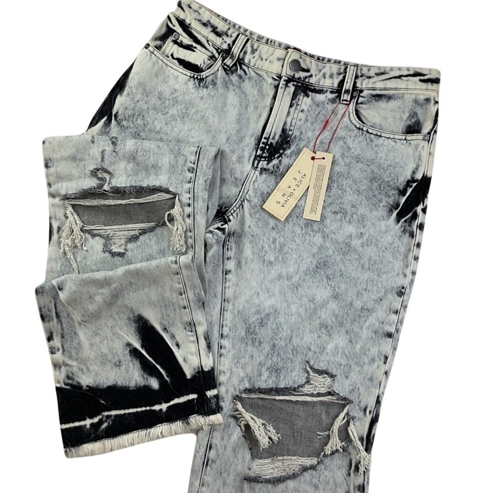 Alice + Olivia Jeans Genevieve Distressed Tie Dye Baggy Women Sz 32 NWT $330
